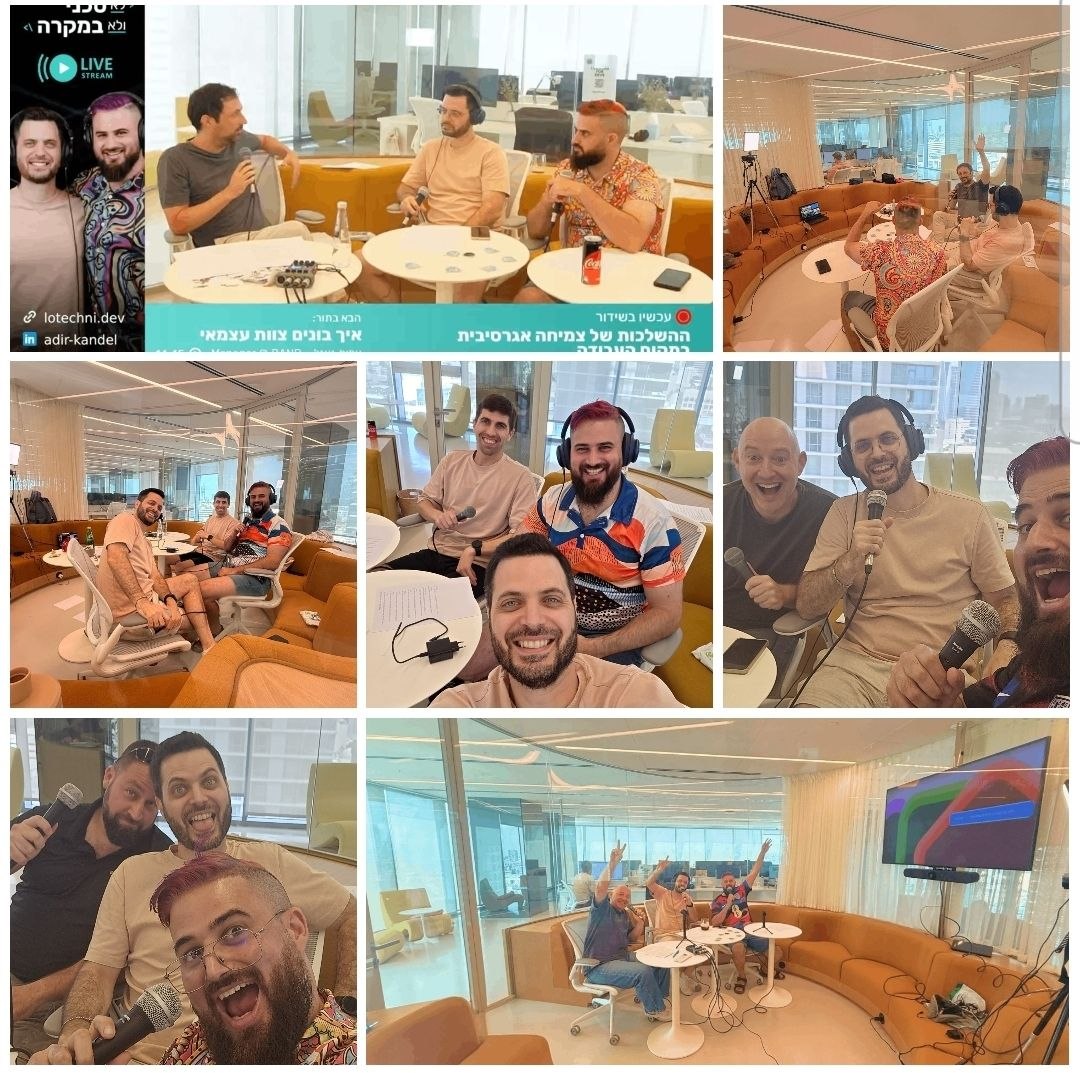 רגעים מההקלטות של לא טכני ולא במקרה - טל ואדיר עם אורחים באולפן